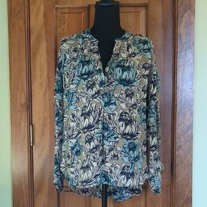 J. Crew Floral Blouse - Blue and Black